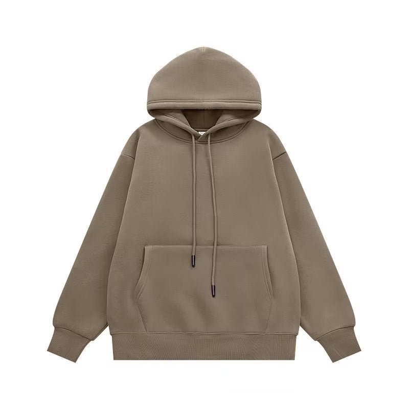 Couple Sweater Fleece - lined Thickened Hooded Solid Color Hoodie - PratSN