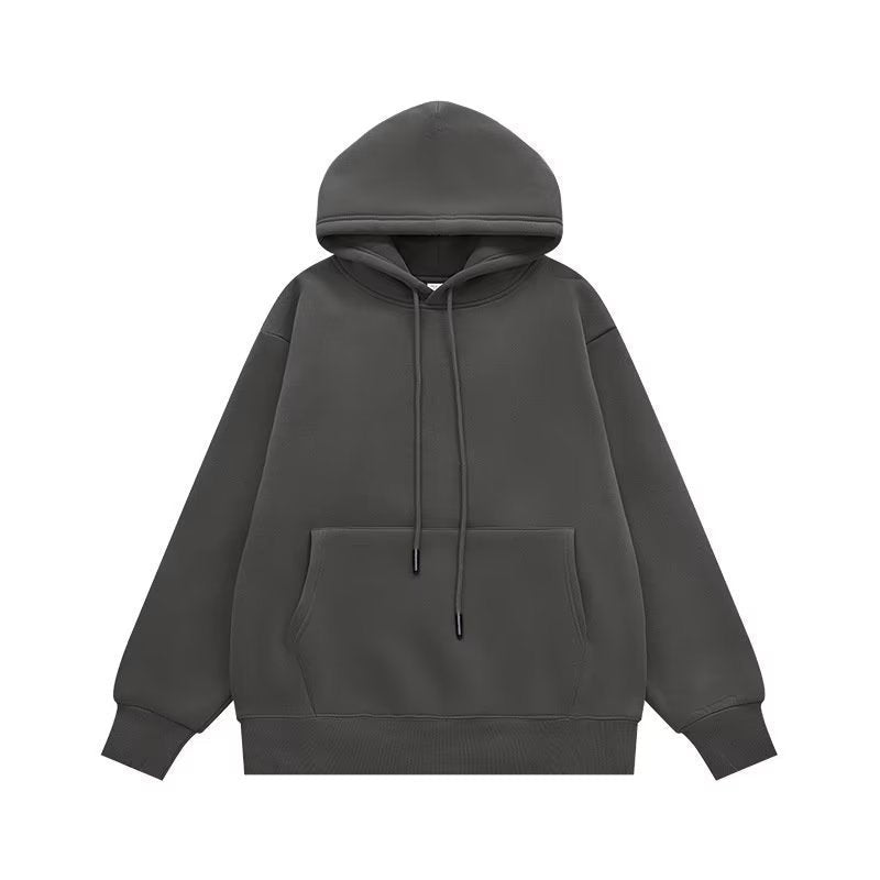 Couple Sweater Fleece - lined Thickened Hooded Solid Color Hoodie - PratSN