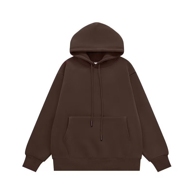 Couple Sweater Fleece - lined Thickened Hooded Solid Color Hoodie - PratSN