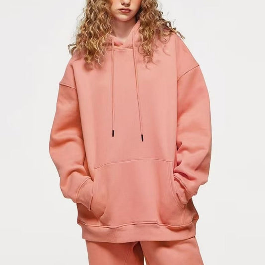 Couple Sweater Fleece - lined Thickened Hooded Solid Color Hoodie - PratSN