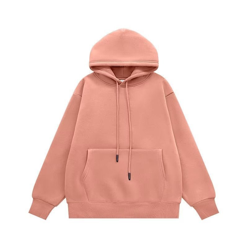 Couple Sweater Fleece - lined Thickened Hooded Solid Color Hoodie - PratSN