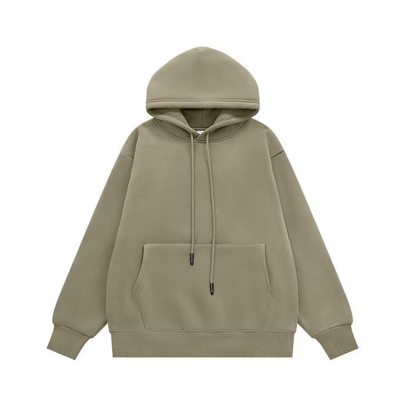 Couple Sweater Fleece - lined Thickened Hooded Solid Color Hoodie - PratSN
