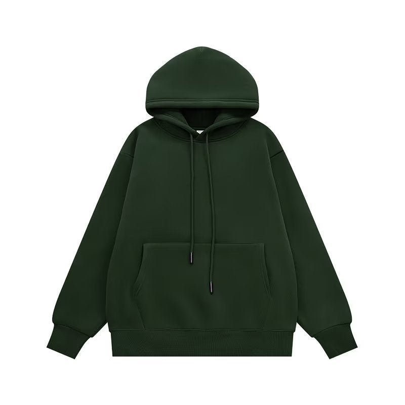 Couple Sweater Fleece - lined Thickened Hooded Solid Color Hoodie - PratSN