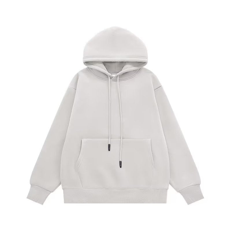 Couple Sweater Fleece - lined Thickened Hooded Solid Color Hoodie - PratSN