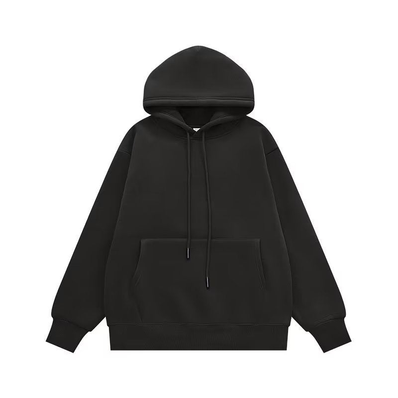 Couple Sweater Fleece - lined Thickened Hooded Solid Color Hoodie - PratSN