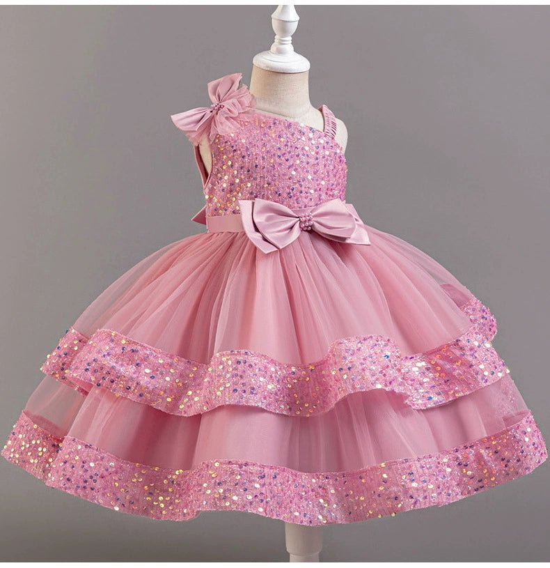 Cross - Border Kids Puffy Dress Women's Sequin Cake Princess Dress Mesh Baby Party Dress Summer - PratSN