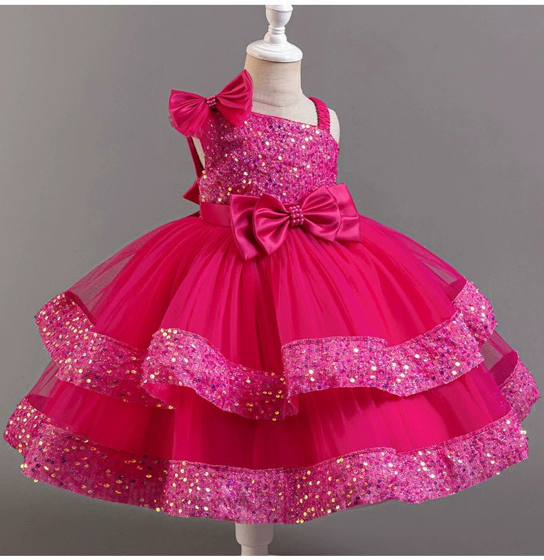 Cross - Border Kids Puffy Dress Women's Sequin Cake Princess Dress Mesh Baby Party Dress Summer - PratSN