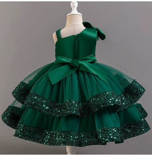 Cross - Border Kids Puffy Dress Women's Sequin Cake Princess Dress Mesh Baby Party Dress Summer - PratSN
