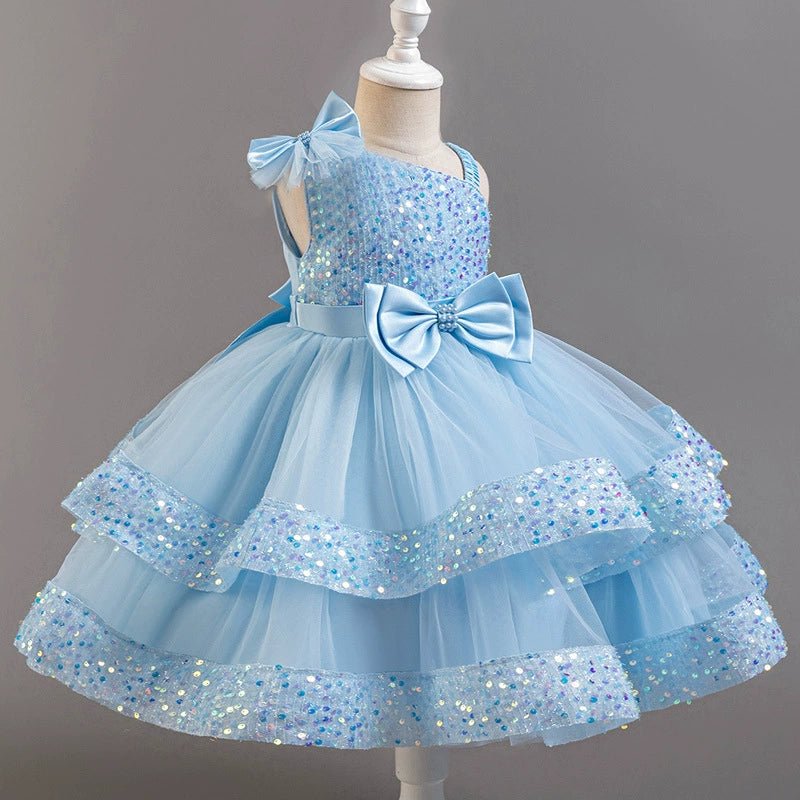 Cross - Border Kids Puffy Dress Women's Sequin Cake Princess Dress Mesh Baby Party Dress Summer - PratSN