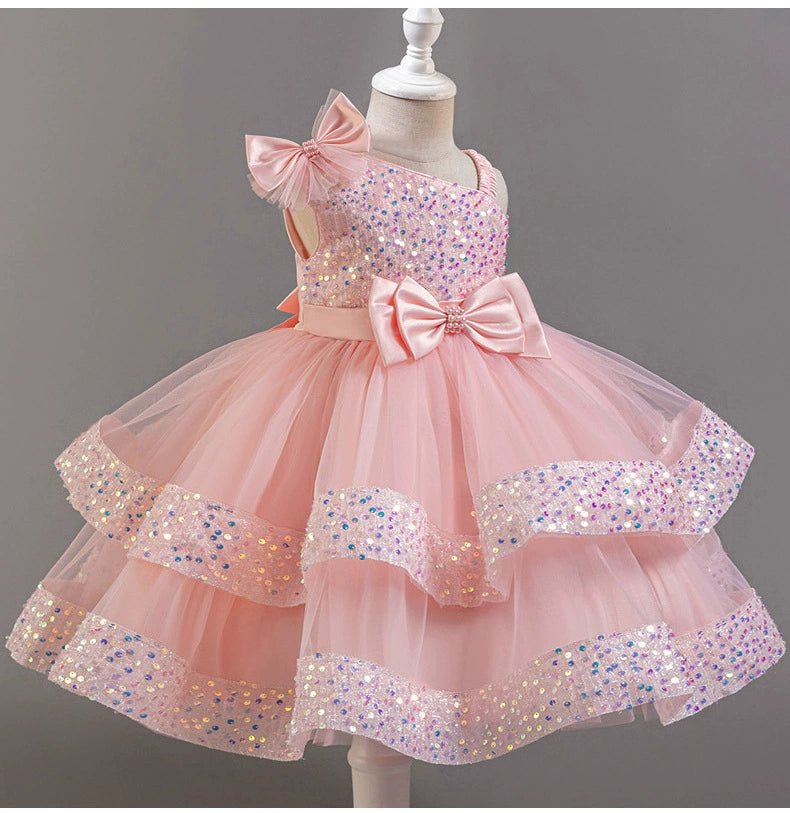 Cross - Border Kids Puffy Dress Women's Sequin Cake Princess Dress Mesh Baby Party Dress Summer - PratSN