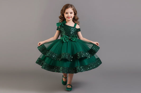 Cross - Border Kids Puffy Dress Women's Sequin Cake Princess Dress Mesh Baby Party Dress Summer - PratSN