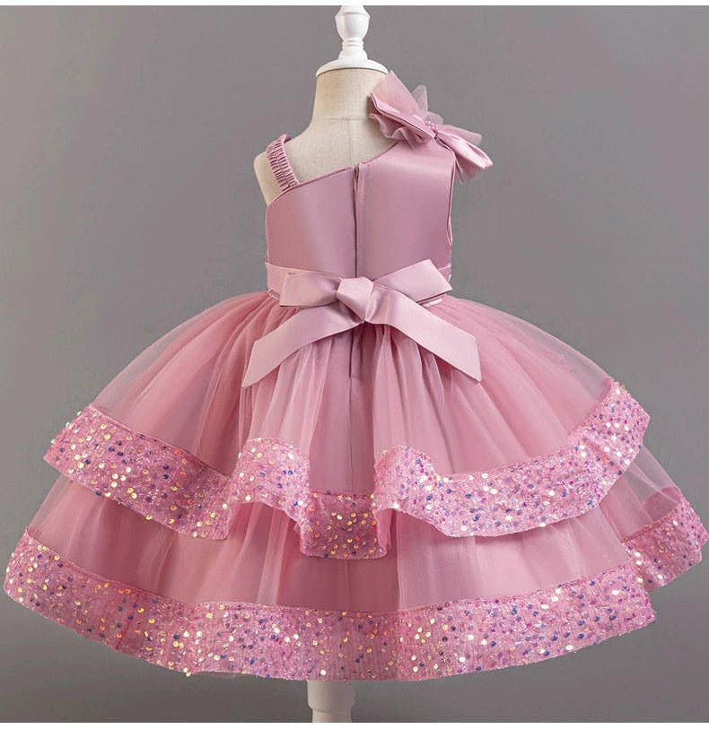 Cross - Border Kids Puffy Dress Women's Sequin Cake Princess Dress Mesh Baby Party Dress Summer - PratSN