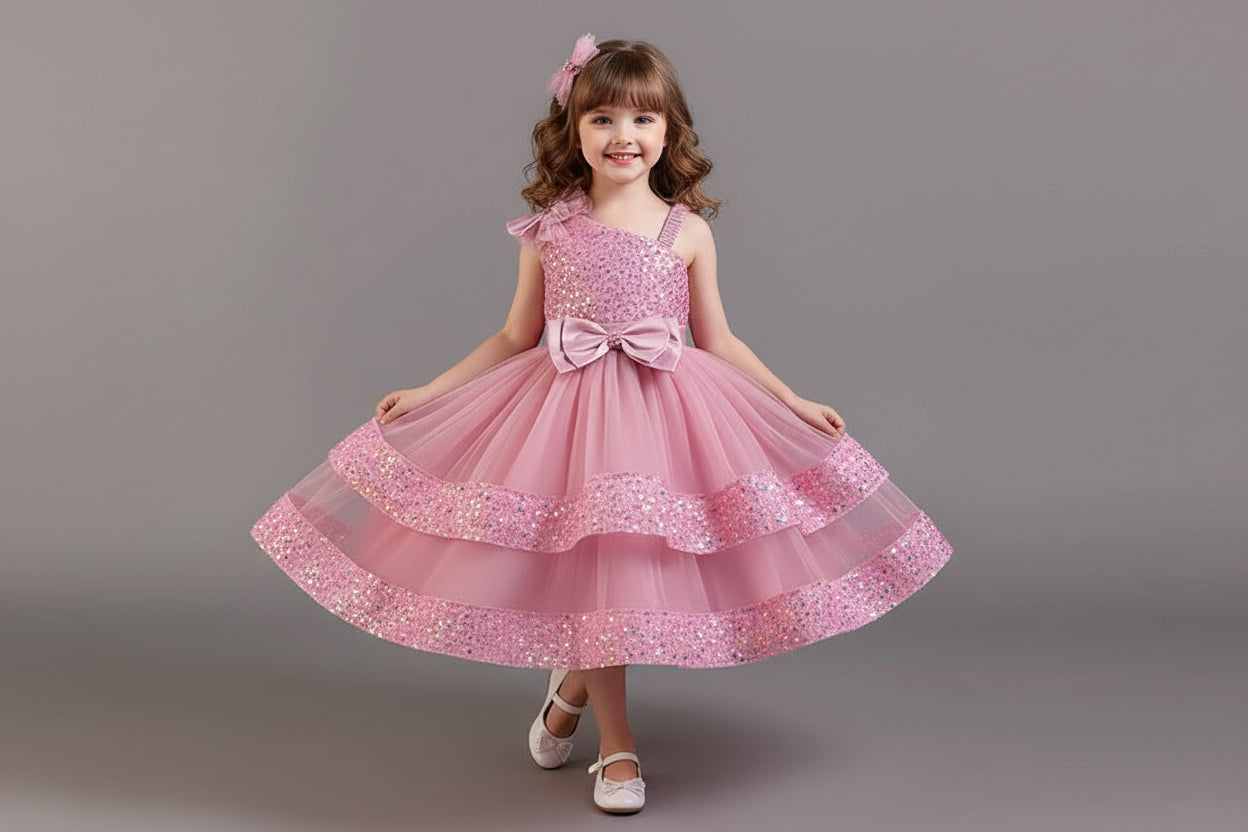 Cross - Border Kids Puffy Dress Women's Sequin Cake Princess Dress Mesh Baby Party Dress Summer - PratSN