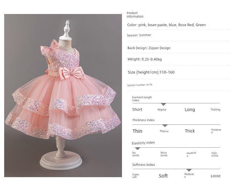 Cross - Border Kids Puffy Dress Women's Sequin Cake Princess Dress Mesh Baby Party Dress Summer - PratSN