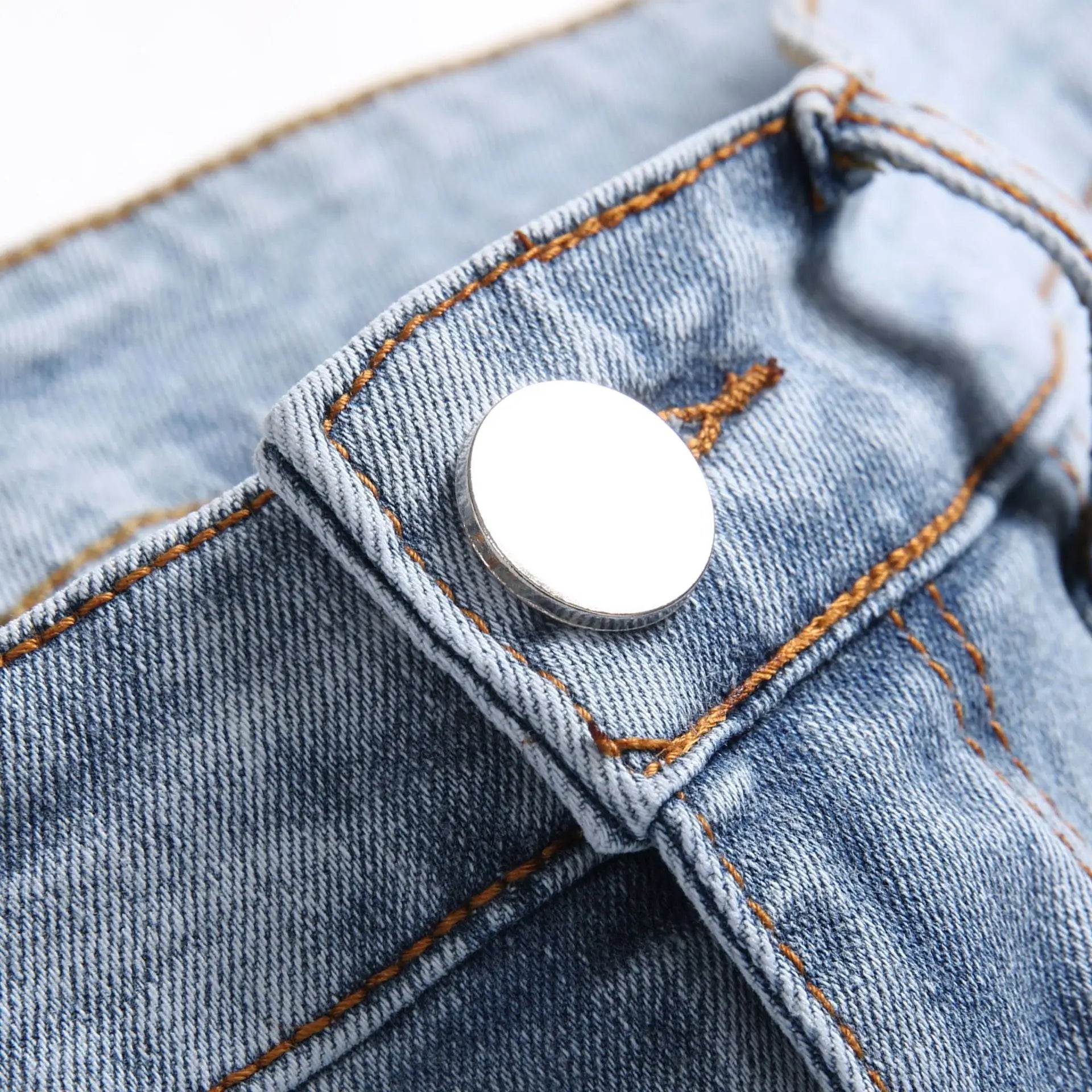 Denim Pants American High Street Fashion Slim Fit Broken Holes Elastic Jeans for Men's Full Length Ripped Jeans - PratSN