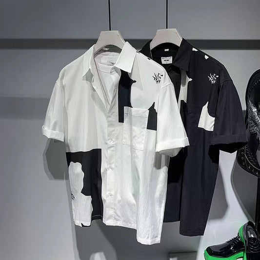 Design Contrast Short - sleeved Shirt For Men - PratSN