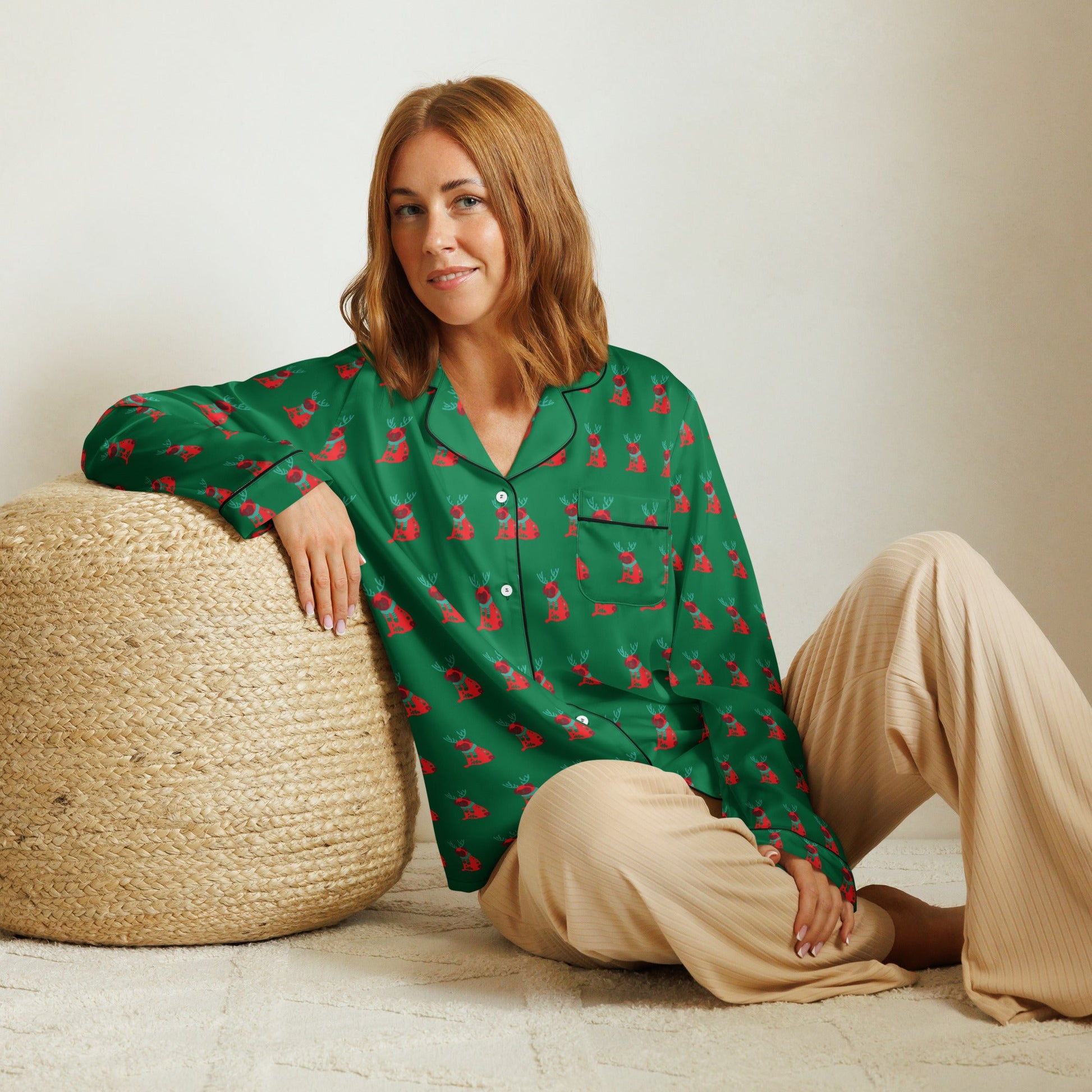 Dog pattern Women’s long sleeve pajama top - PratSN