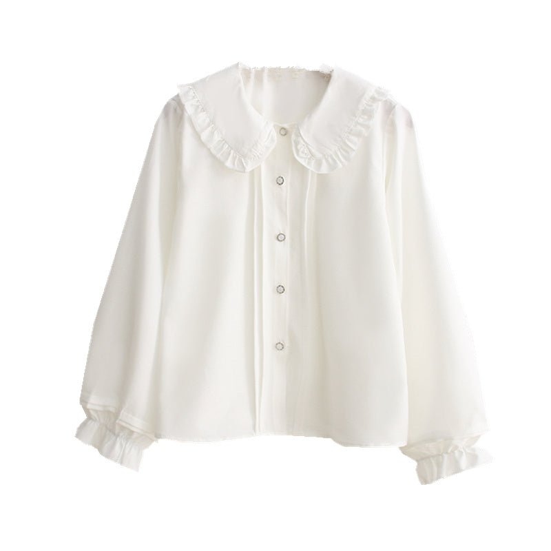 Doll Collar All - match Long - sleeved Shirt Ruffled White Shirt Women - PratSN