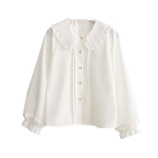 Doll Collar All - match Long - sleeved Shirt Ruffled White Shirt Women - PratSN
