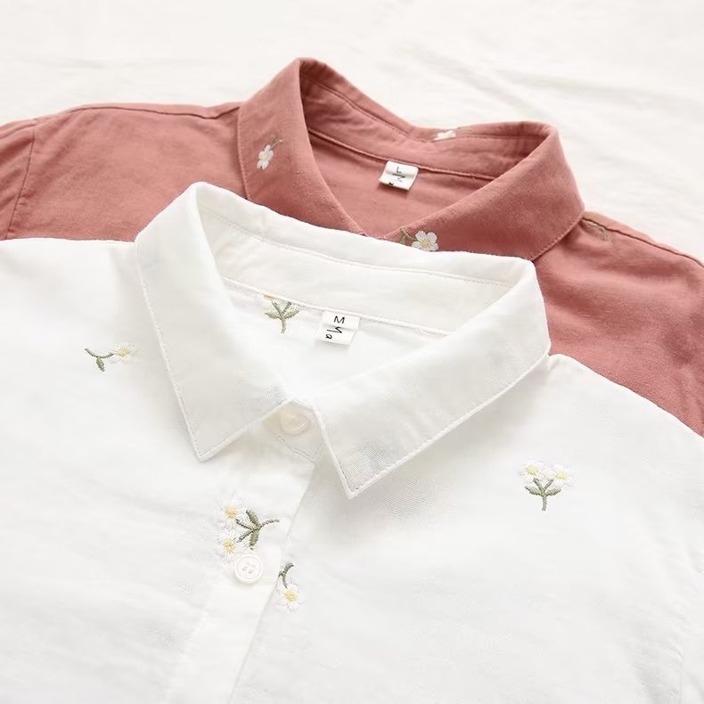 Double - layer Yarn Skin Cotton Loose Long - sleeved Shirt - PratSN