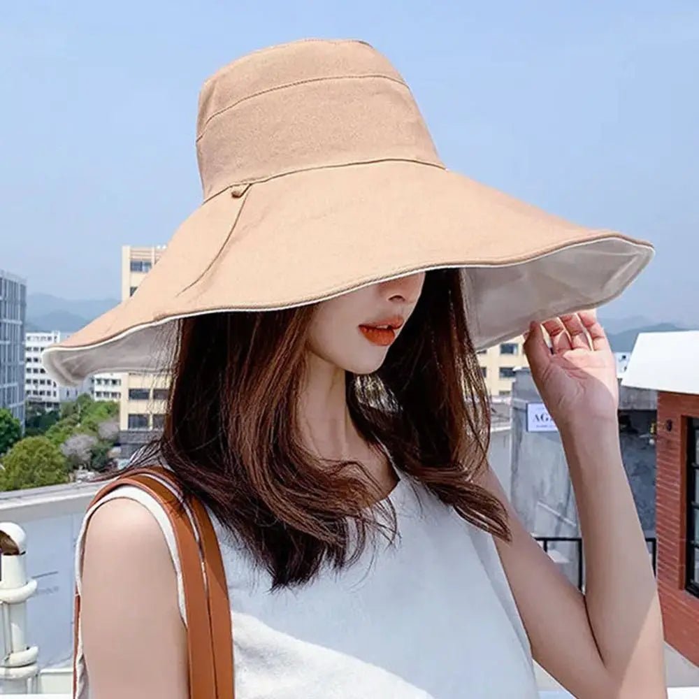 Double - sided Foldable Bucket Hat Women Girls Sun Hat Visor Fisherman Cap Anti - UV Big Brim Sunscreen Camping Hiking Beach Hats - PratSN