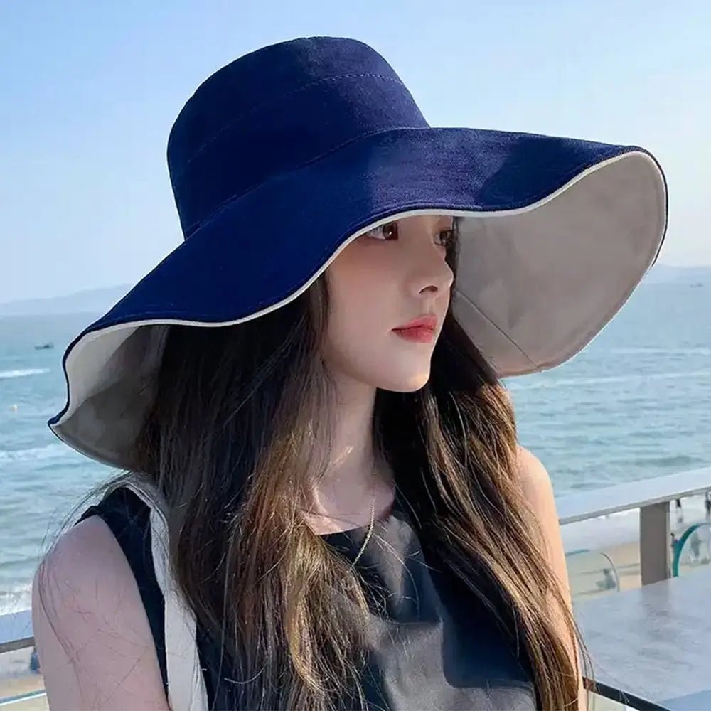 Double - sided Foldable Bucket Hat Women Girls Sun Hat Visor Fisherman Cap Anti - UV Big Brim Sunscreen Camping Hiking Beach Hats - PratSN