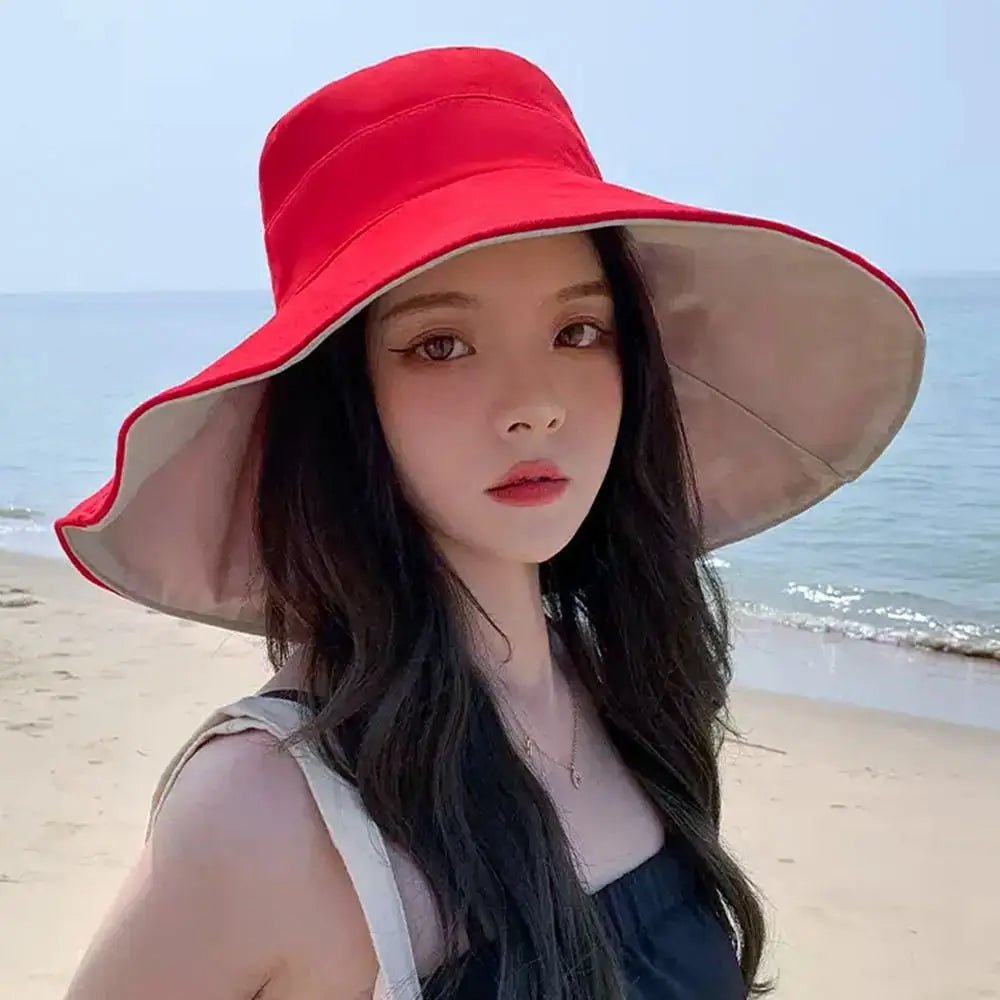 Double - sided Foldable Bucket Hat Women Girls Sun Hat Visor Fisherman Cap Anti - UV Big Brim Sunscreen Camping Hiking Beach Hats - PratSN