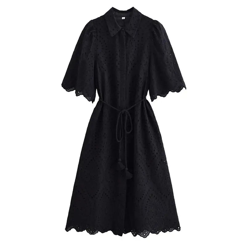 Dresses Summer Women's 2025 New Chic Embroidery Elegant Slim Long Holiday Dress Women's Commuter Street Fashion Youth Dress