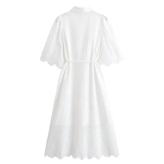 Dresses Summer Women's 2025 New Chic Embroidery Elegant Slim Long Holiday Dress Women's Commuter Street Fashion Youth Dress - PratSN