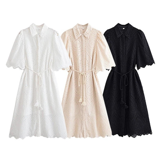 Dresses Summer Women's 2025 New Chic Embroidery Elegant Slim Long Holiday Dress Women's Commuter Street Fashion Youth Dress - PratSN