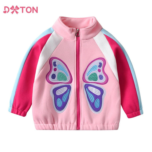 DXTON Autumn Baby Girls Clothes Children Cotton Zipper Jacket Butteryfly Applique Warm Children Coat Girls Kids Sportswear 3 - 12Y - PratSN