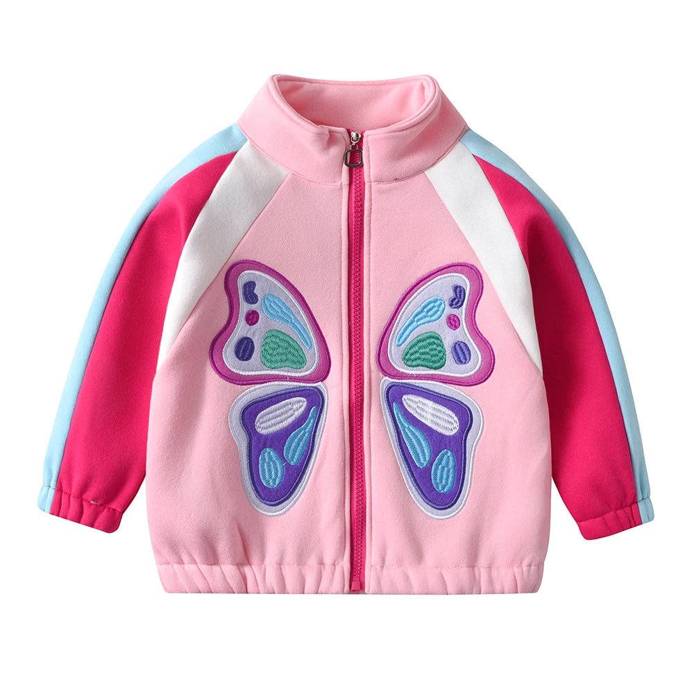 DXTON Autumn Baby Girls Clothes Children Cotton Zipper Jacket Butteryfly Applique Warm Children Coat Girls Kids Sportswear 3 - 12Y - PratSN