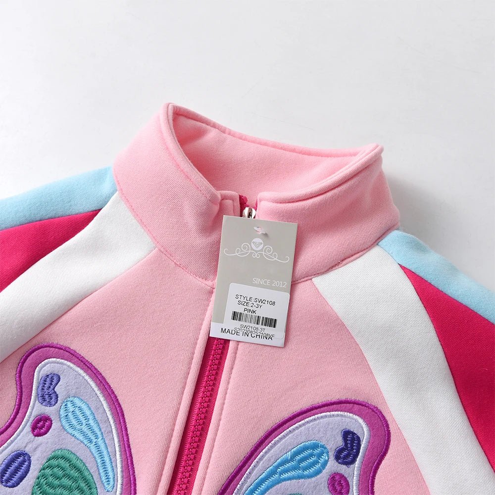 DXTON Autumn Baby Girls Clothes Children Cotton Zipper Jacket Butteryfly Applique Warm Children Coat Girls Kids Sportswear 3 - 12Y - PratSN