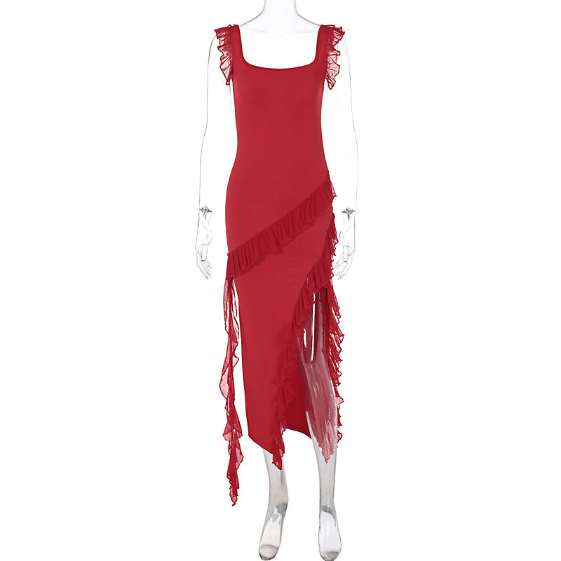 Women's Summer Fashionable Stringy Selvedge Stitching Temperament Dress