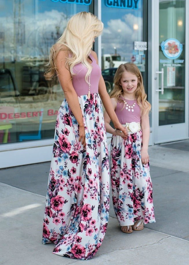 ebay mother and daughter stitching dress long skirt - PratSN