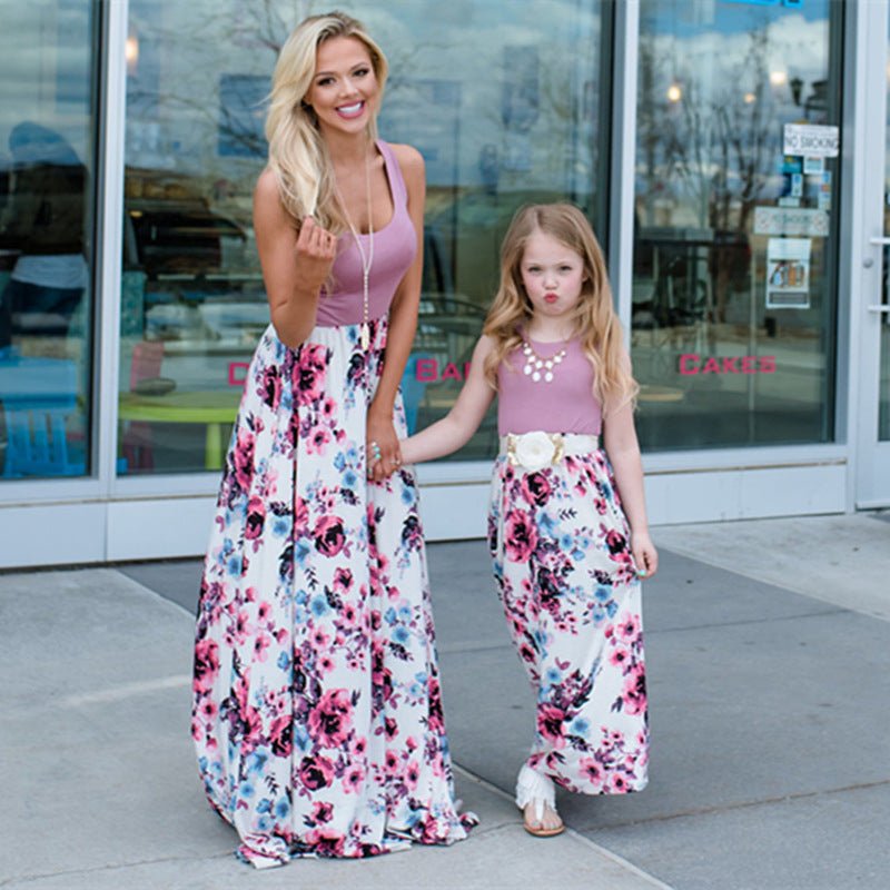 ebay mother and daughter stitching dress long skirt - PratSN