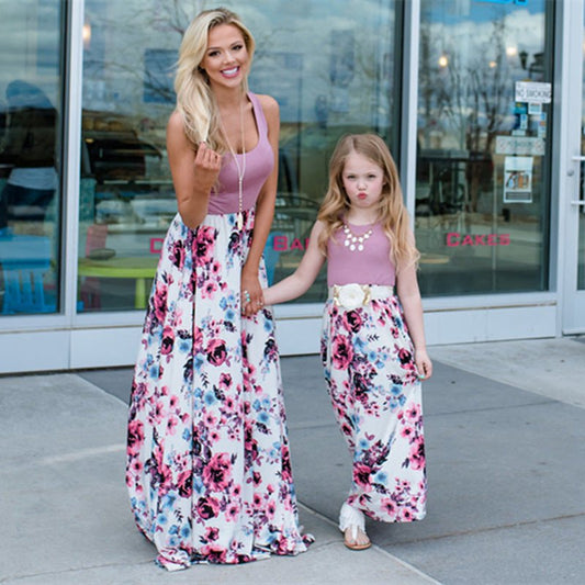 ebay mother and daughter stitching dress long skirt - PratSN