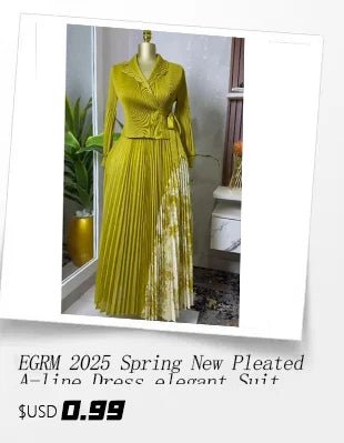 EGRM 2025 Summer New Pleated Dress Women's Solid Sleeveless Ruffles Lace Bottom Skirt with Belt Fashion Female Dresses 9R5618 - PratSN