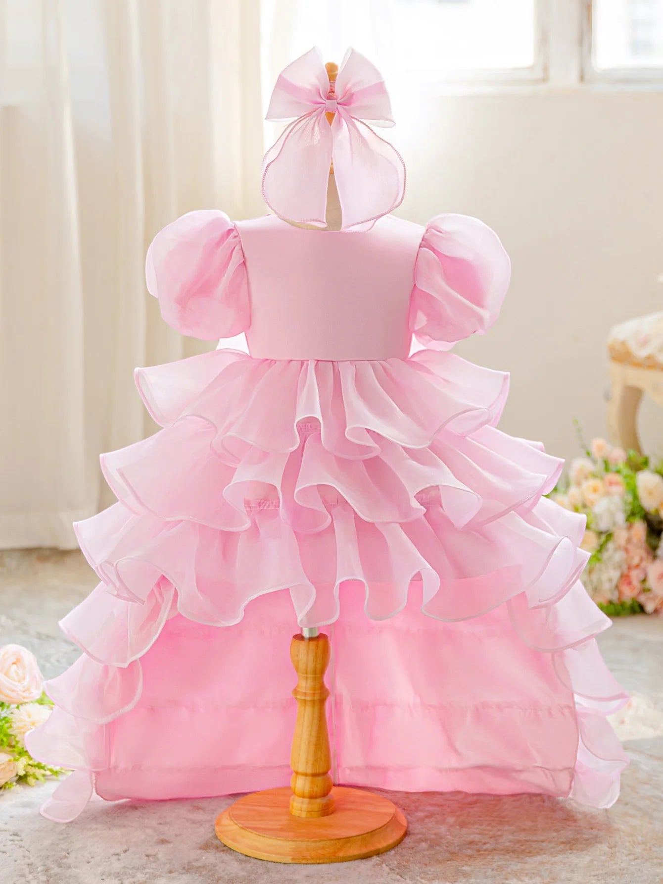 Elegant Cake Layer Party Baby Girls Dress Toddler Princess 1st Birthday Baptism Prom Dresses Kids Wedding Bridesmaids Ball Gown - PratSN dark red / 12
