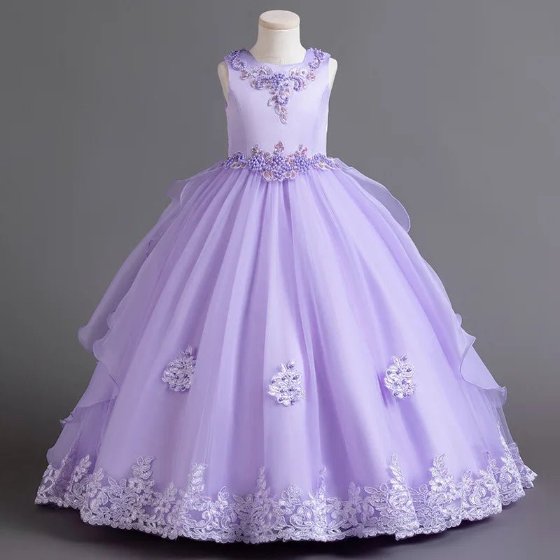 Elegant Girl Party Princes Dress Gorgeous Collective Dress 4 - 12 Year Old Halloween Princess Dress - PratSN