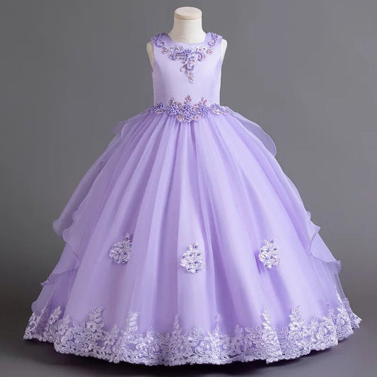 Elegant Girl Party Princes Dress Gorgeous Collective Dress 4 - 12 Year Old Halloween Princess Dress - PratSN