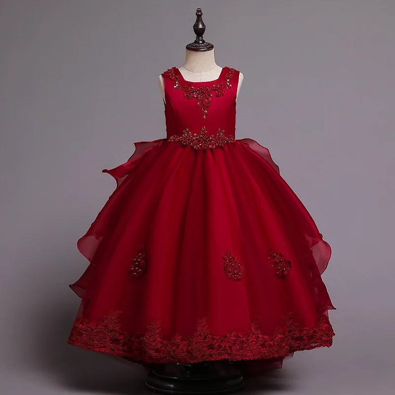 Elegant Girl Party Princes Dress Gorgeous Collective Dress 4 - 12 Year Old Halloween Princess Dress - PratSN
