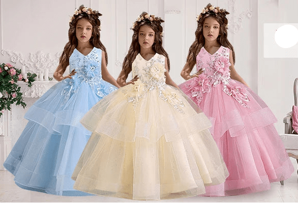 Elegant Girl Party Princes Dress Gorgeous Collective Dress 4 - 12 Year Old Halloween Princess Dress - PratSN