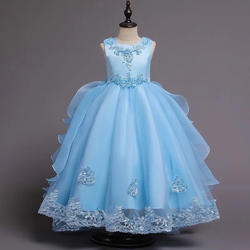 Elegant Girl Party Princes Dress Gorgeous Collective Dress 4 - 12 Year Old Halloween Princess Dress - PratSN