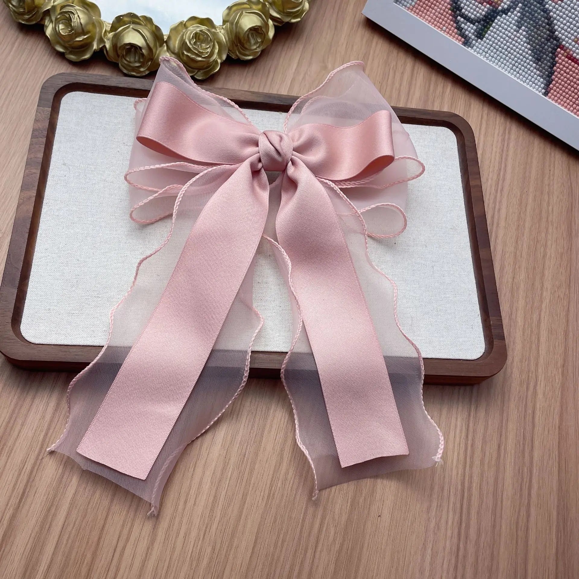 Elegant Long Ribbon Bow Spring Hairpins Women Girl Kid Hair Clips Pin Barrettes Accessories Hairgrip Headwear Headdress Ornament - PratSN