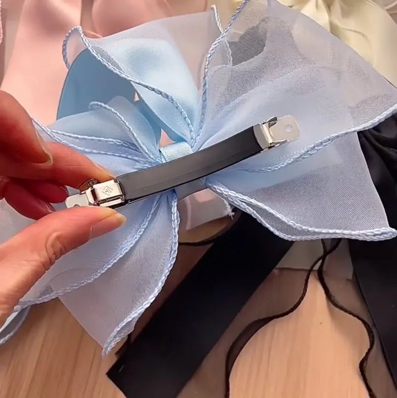 Elegant Long Ribbon Bow Spring Hairpins Women Girl Kid Hair Clips Pin Barrettes Accessories Hairgrip Headwear Headdress Ornament - PratSN