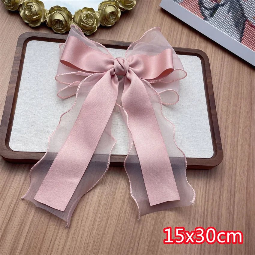 Elegant Long Ribbon Bow Spring Hairpins Women Girl Kid Hair Clips Pin Barrettes Accessories Hairgrip Headwear Headdress Ornament - PratSN
