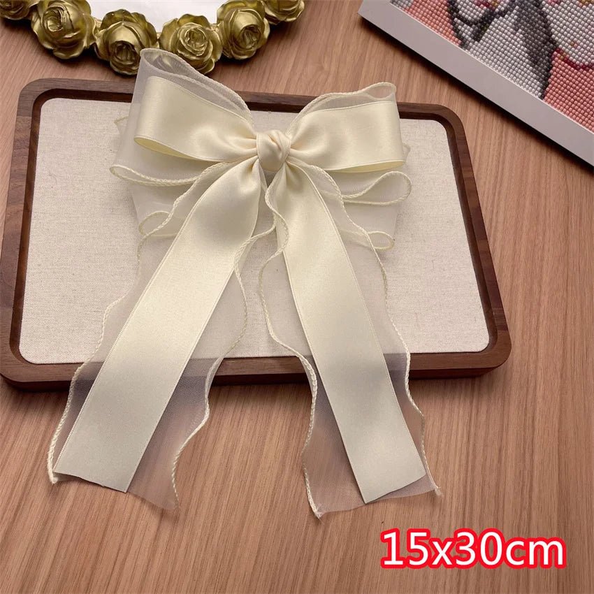 Elegant Long Ribbon Bow Spring Hairpins Women Girl Kid Hair Clips Pin Barrettes Accessories Hairgrip Headwear Headdress Ornament - PratSN