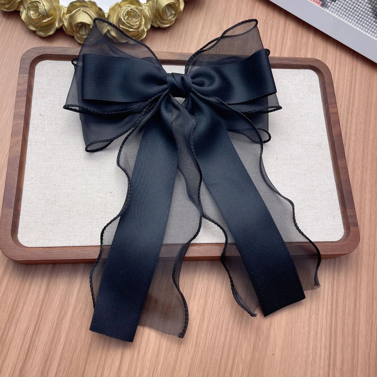 Elegant Long Ribbon Bow Spring Hairpins Women Girl Kid Hair Clips Pin Barrettes Accessories Hairgrip Headwear Headdress Ornament - PratSN