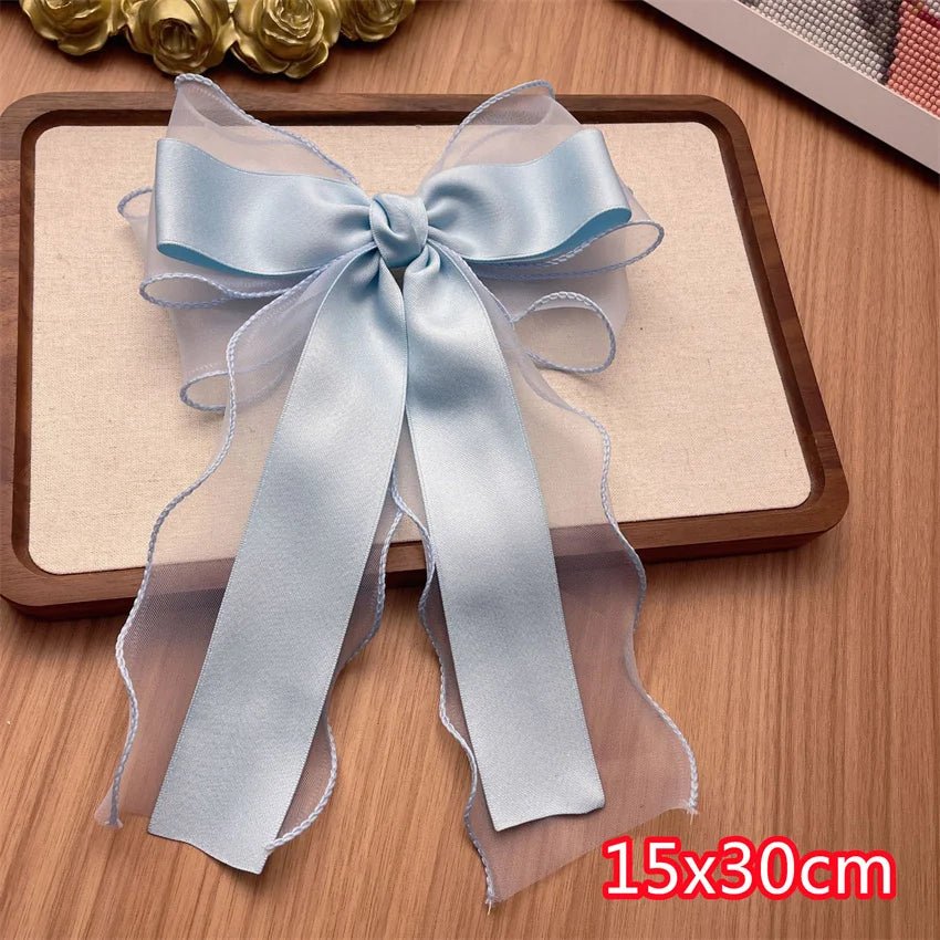 Elegant Long Ribbon Bow Spring Hairpins Women Girl Kid Hair Clips Pin Barrettes Accessories Hairgrip Headwear Headdress Ornament - PratSN